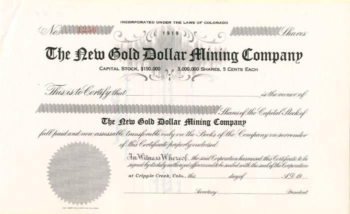 New Gold Dollar Mining Co.